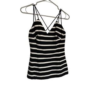 BALEY/44  Crossback Strap BLACK AND WHITE Stripe Tank V-Neck Size S